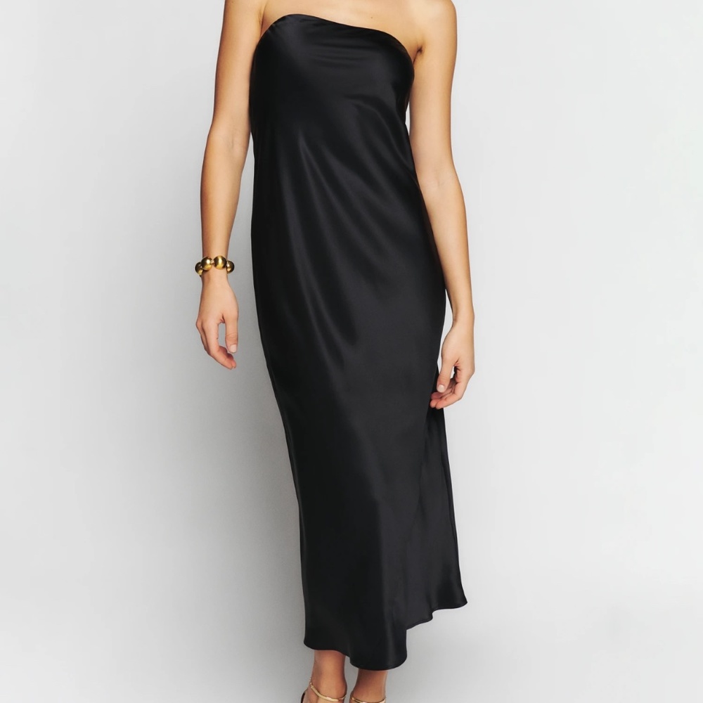 Reformation Joana Silk Dress (Black/M)